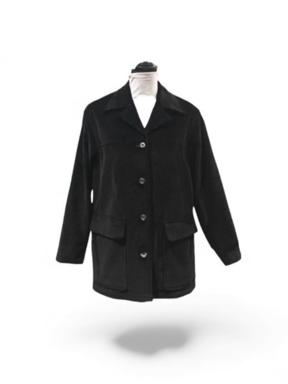 Liz Claiborne black corduroy normcore button front gorpcore shacket jacket small